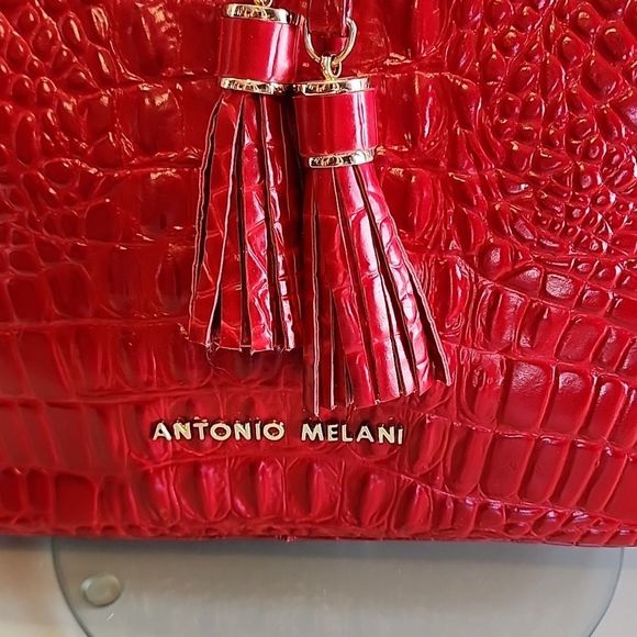 Antonio Melani Red Leather Crocodile Pattern Shoulder Bag NWT
